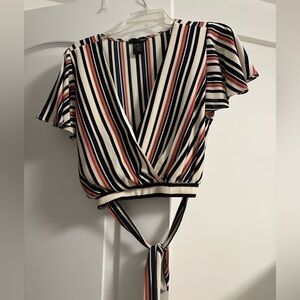 AQUA Women’s V Neck Striped Blouse